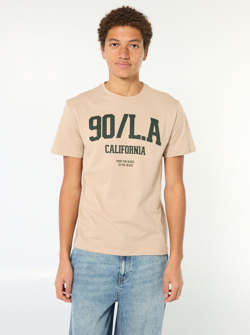 T-shirt imprimé en coton uni - Kiabi