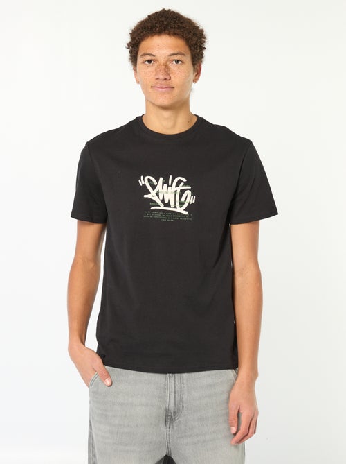 T-shirt imprimé en coton uni - Kiabi