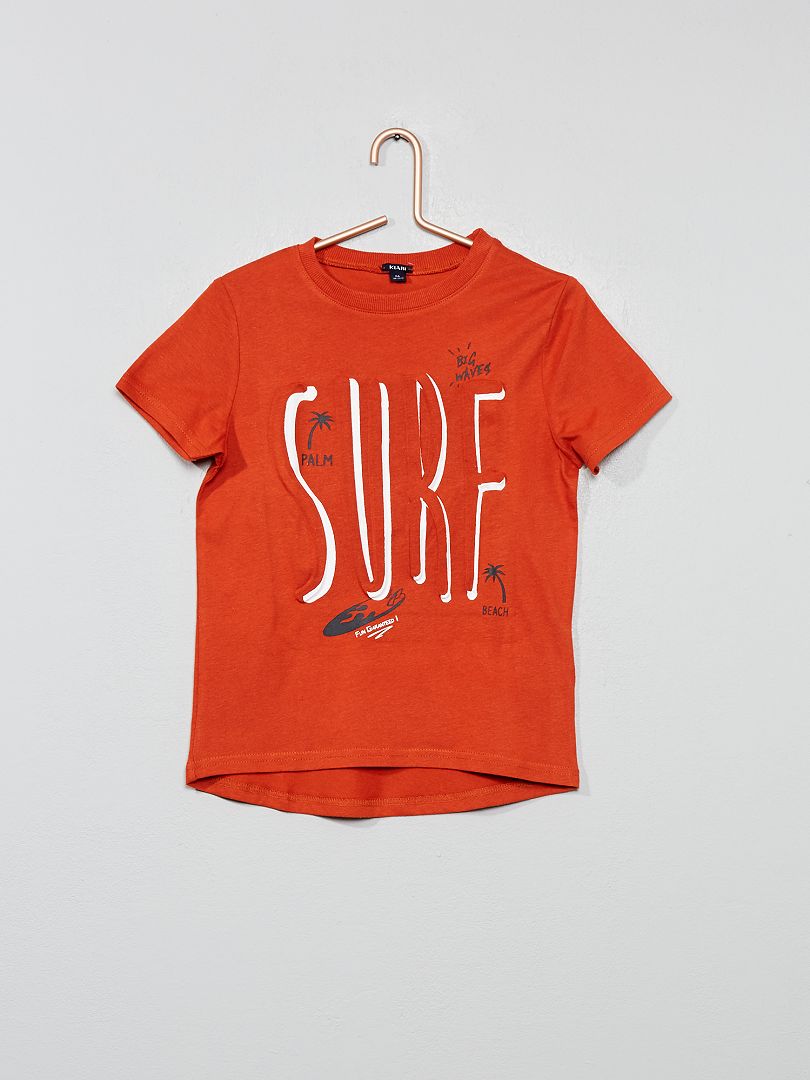 T-shirt imprimé en relief orange - Kiabi