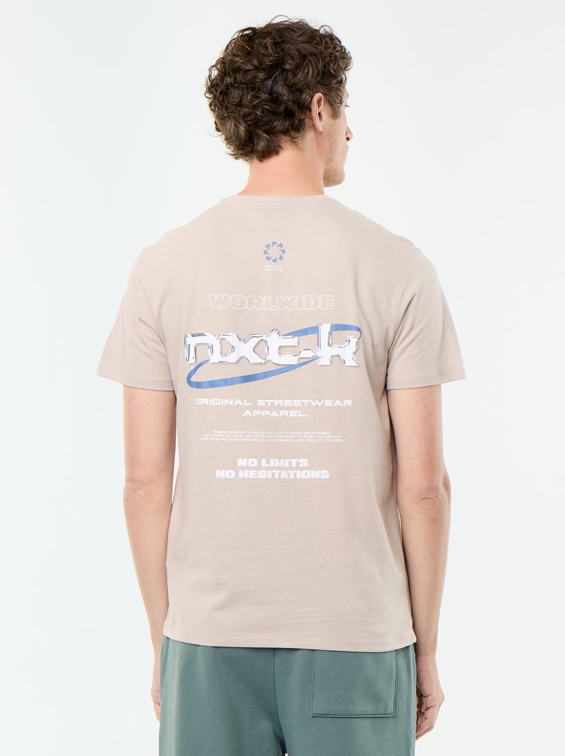 T-shirt imprimé fantaisie à manches courtes Beige - Kiabi