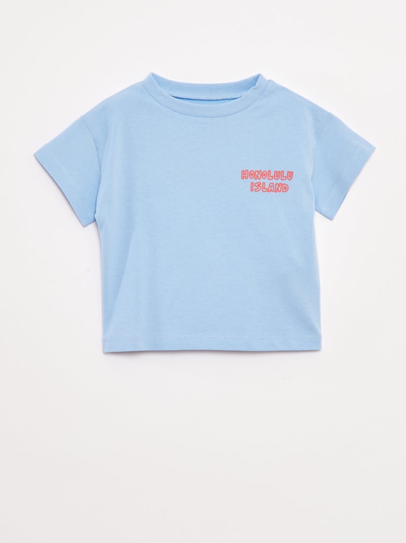 T-shirt imprimé fantaisie à manches courtes Bleu - Kiabi