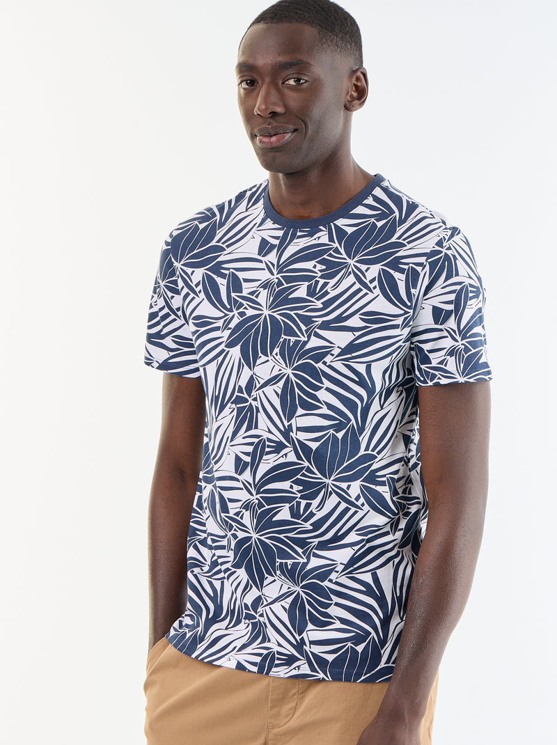 T-shirt imprimé fantaisie à manches courtes Bleu - Kiabi
