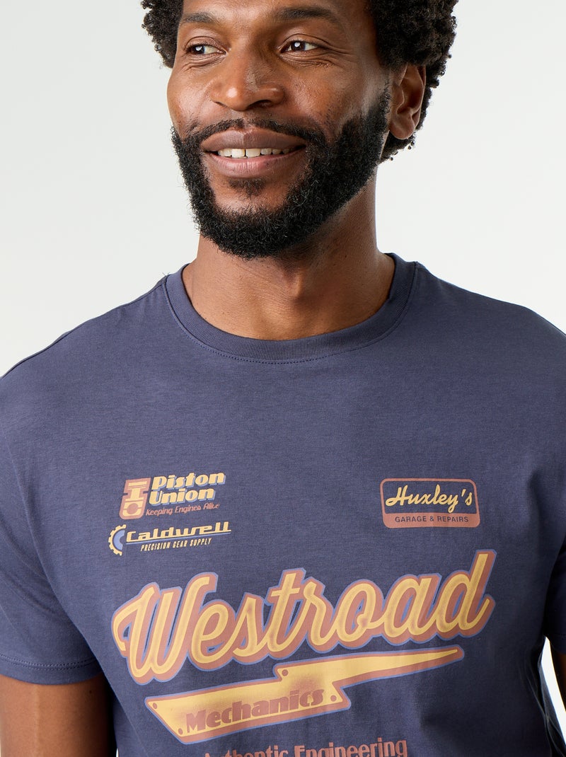 T-shirt imprimé fantaisie à manches courtes Bleu - Kiabi