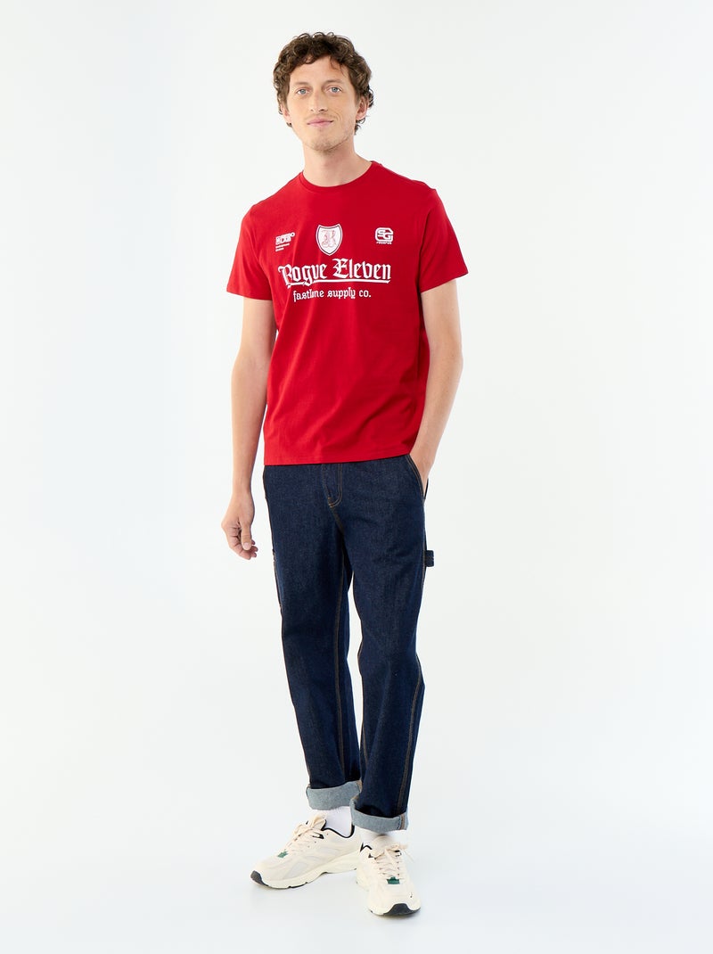 T-shirt imprimé fantaisie à manches courtes Rouge - Kiabi