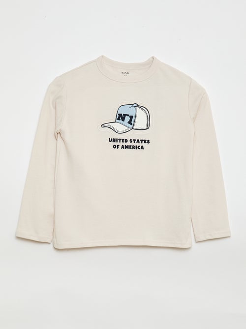 T-shirt imprimé fantaisie à manches longues - Kiabi