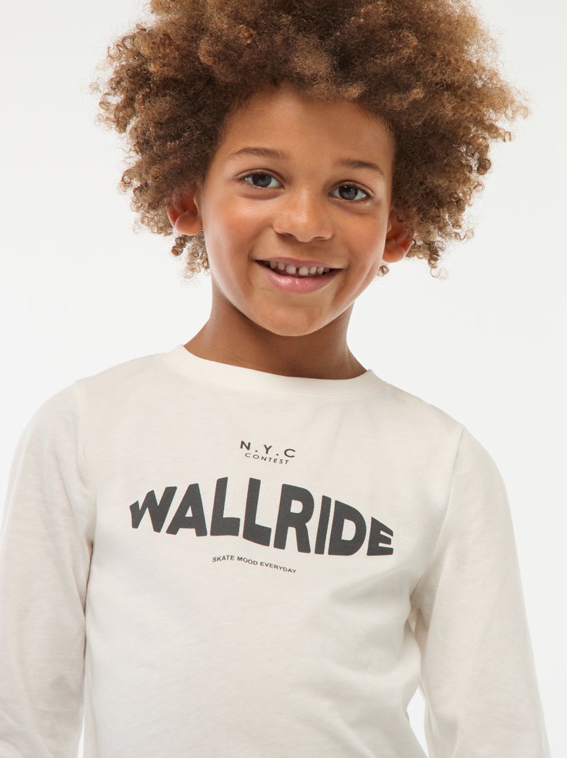 T-shirt imprimé fantaisie à manches longues Blanc - Kiabi