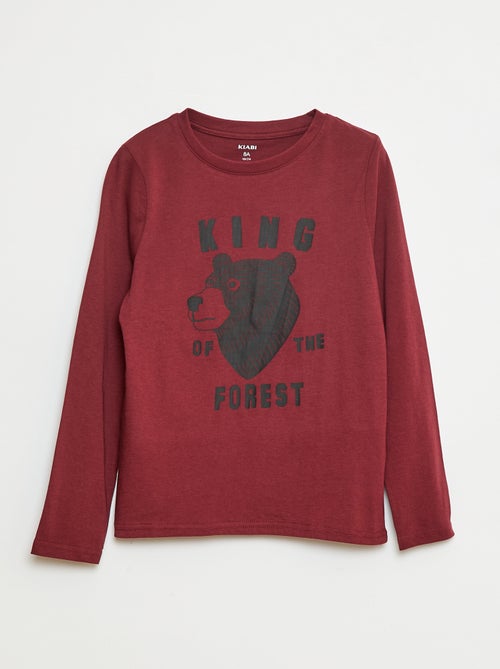 T-shirt imprimé fantaisie à manches longues - Kiabi