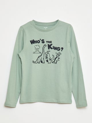 T-shirt imprimé fantaisie à manches longues