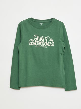 T-shirt imprimé fantaisie à manches longues