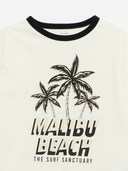 T-shirt imprimé fantaisie manches courtes avec biais contrastants - Kiabi