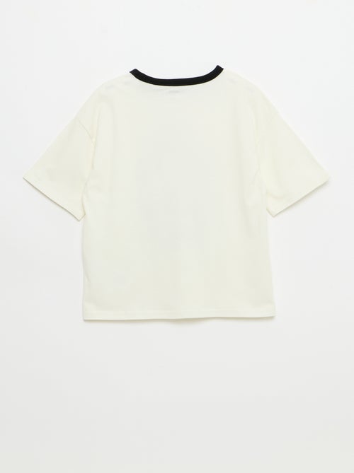 T-shirt imprimé fantaisie manches courtes avec biais contrastants - Kiabi