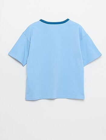 T-shirt imprimé fantaisie manches courtes avec biais contrastants