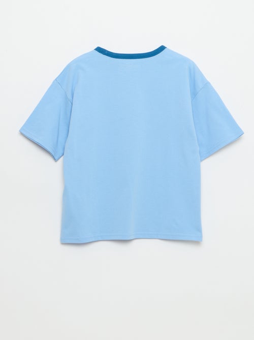 T-shirt imprimé fantaisie manches courtes avec biais contrastants - Kiabi