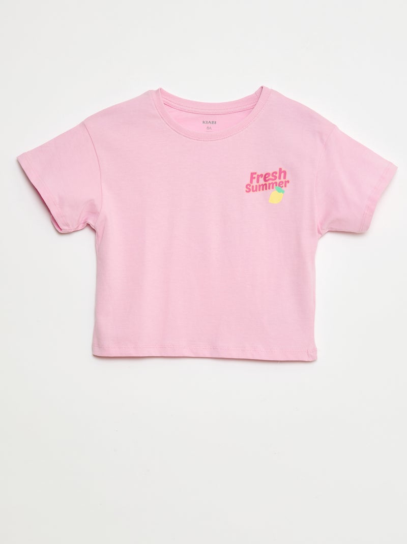 T-shirt imprimé fantaisie Rose - Kiabi