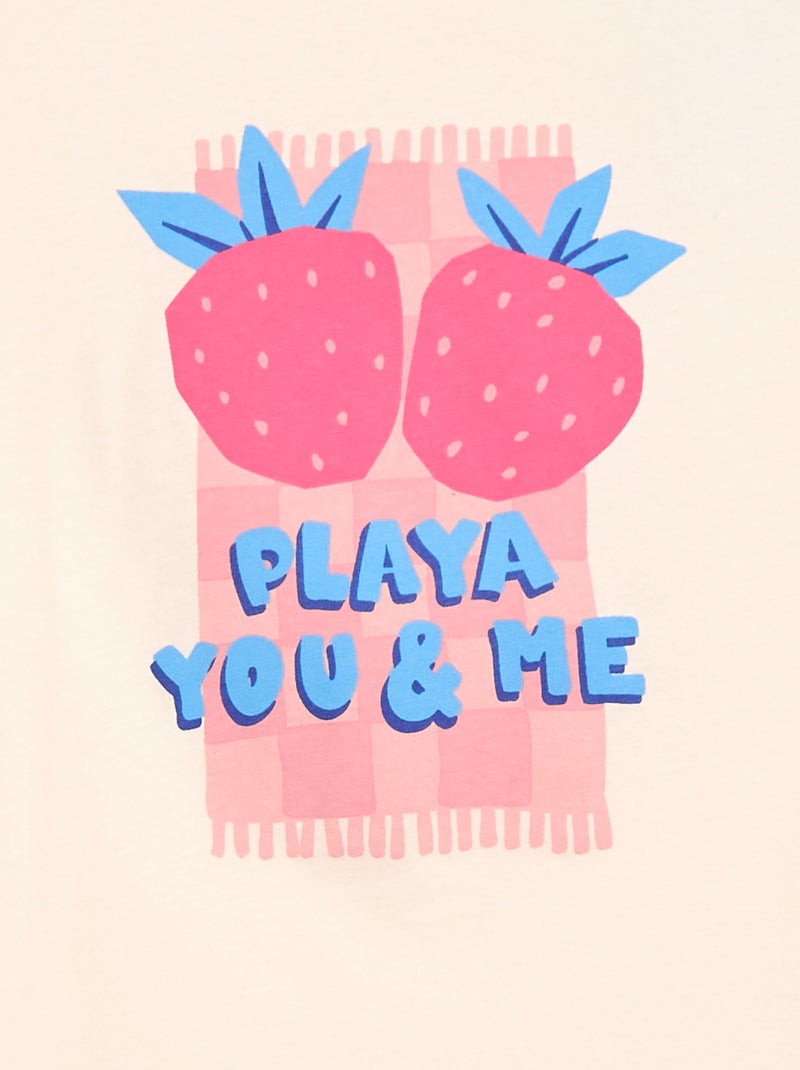 T-shirt imprimé fantaisie Rose - Kiabi