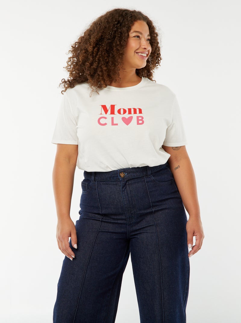 T-shirt imprimé 'fête des mères' manches courtes Blanc - Kiabi