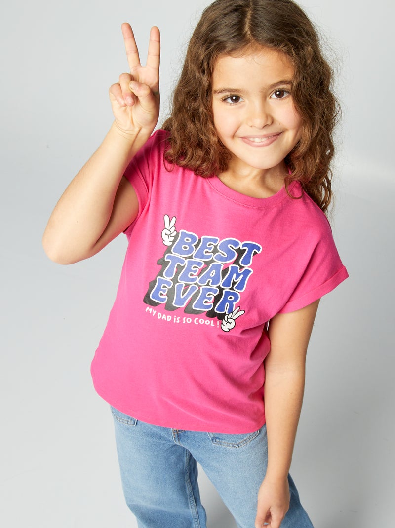 T-shirt imprimé 'Fête des pères' Rose - Kiabi