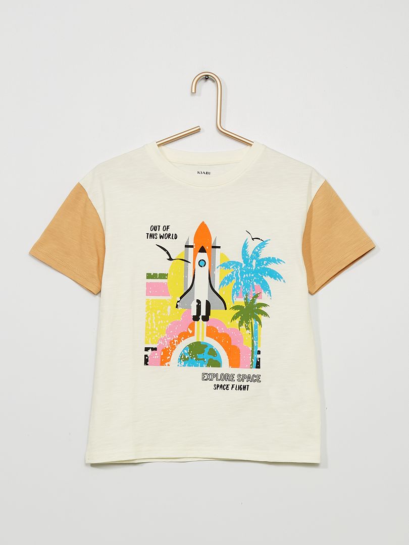 T-shirt imprimé 'fusée' écru - Kiabi