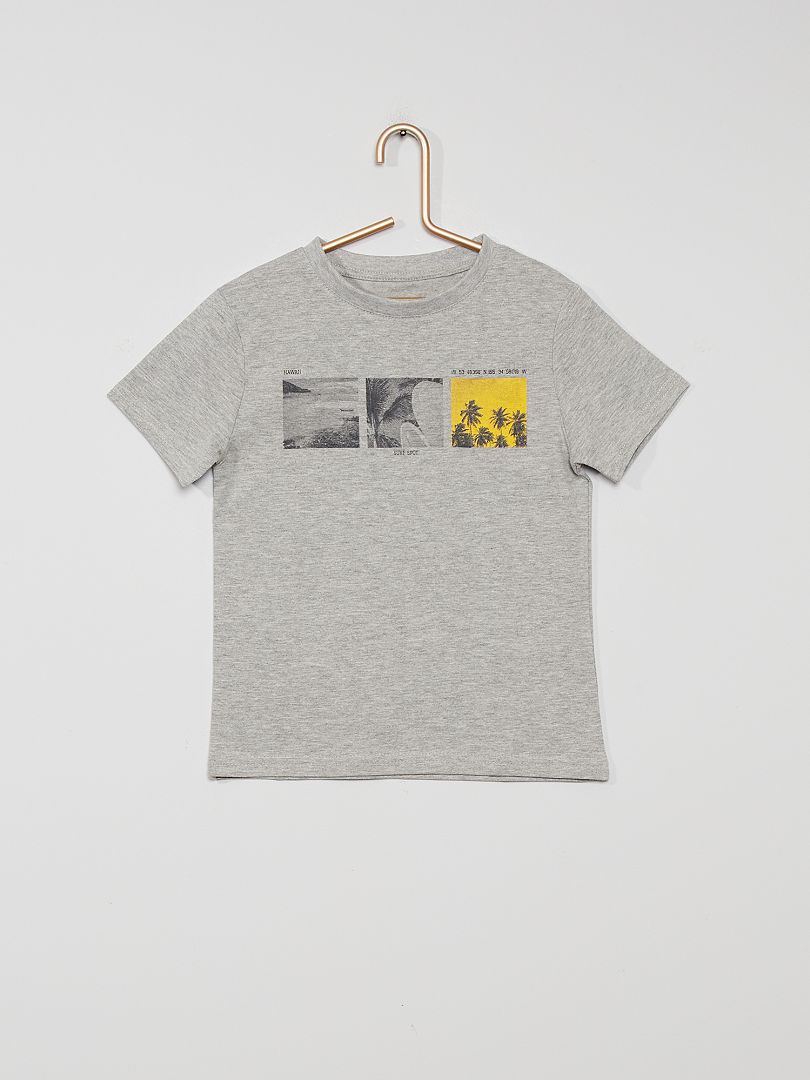 T-shirt imprimé gris photo - Kiabi