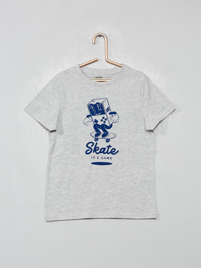 T-shirt imprimé gris/skate - Kiabi