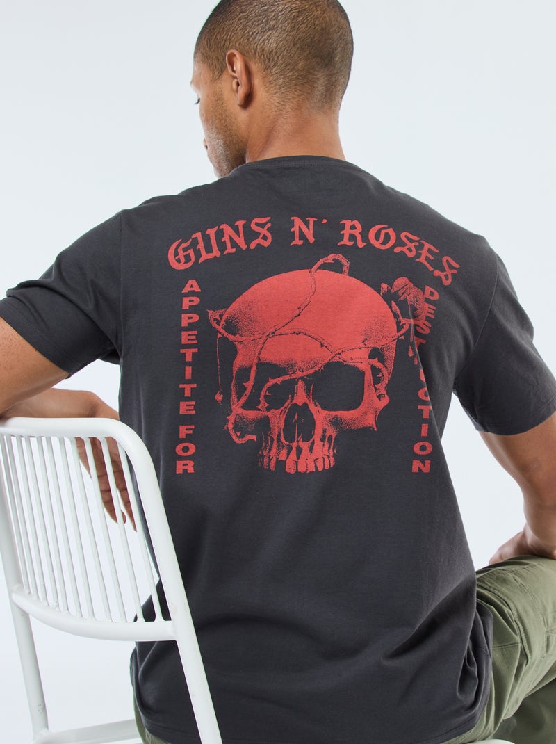 T-shirt imprimé 'Gun'N'Roses' à manches courtes Noir - Kiabi