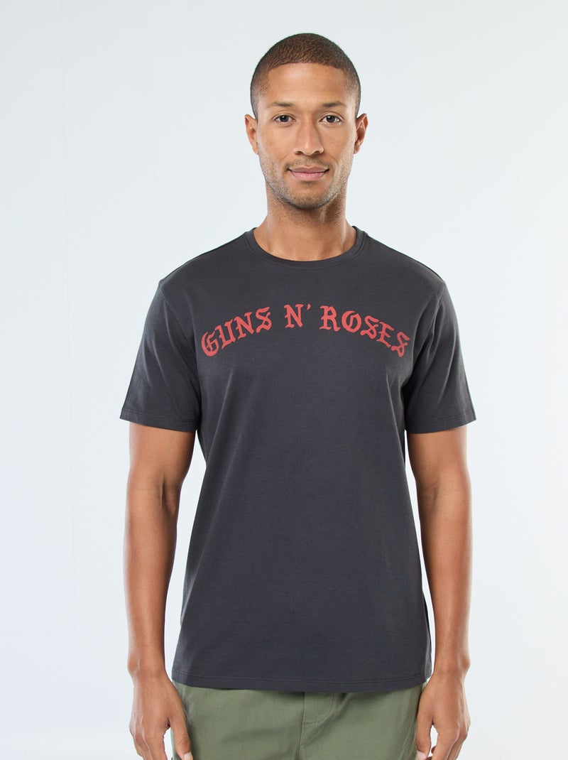 T-shirt imprimé 'Gun'N'Roses' à manches courtes Noir - Kiabi