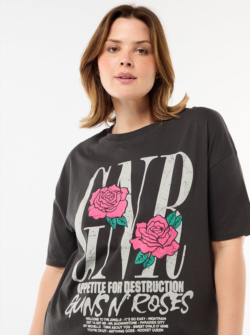 T-shirt imprimé 'Guns N'Roses' manches courtes Noir - Kiabi