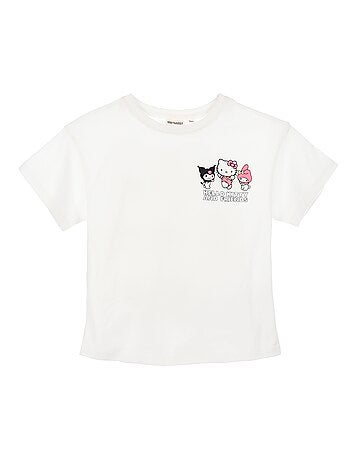 T-shirt imprimé 'Hello kitty' en coton uni