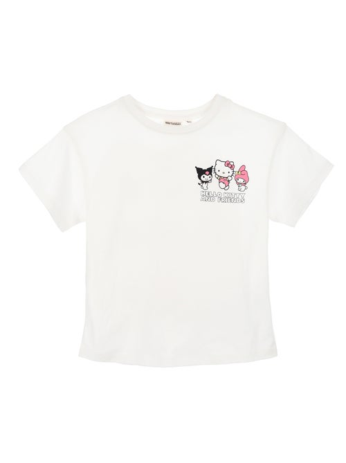 T-shirt imprimé 'Hello kitty' en coton uni - Kiabi