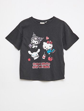 T-shirt imprimé 'Hello kitty' en coton uni