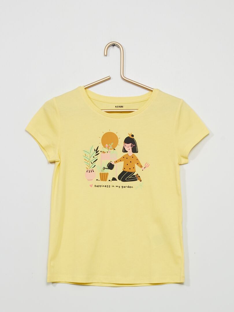 T-shirt imprimé Jaune 'jardin' - Kiabi
