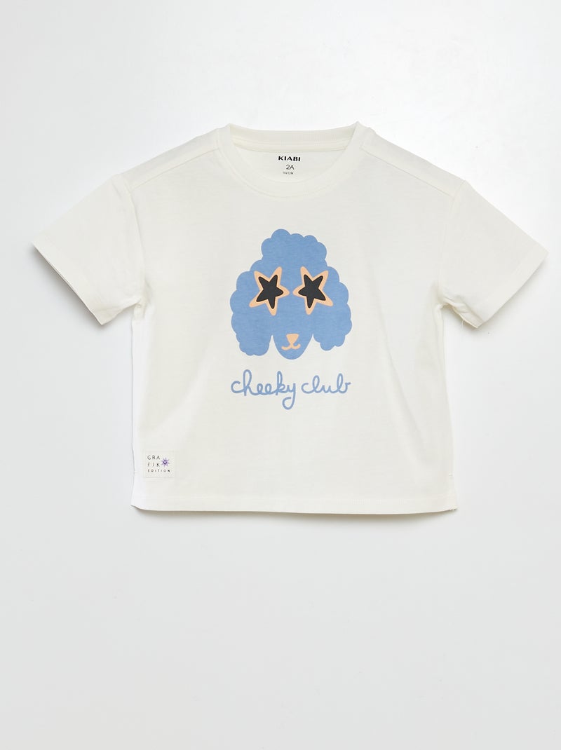 T-shirt imprimé manches courtes - Grafik Edition Blanc/Bleu - Kiabi