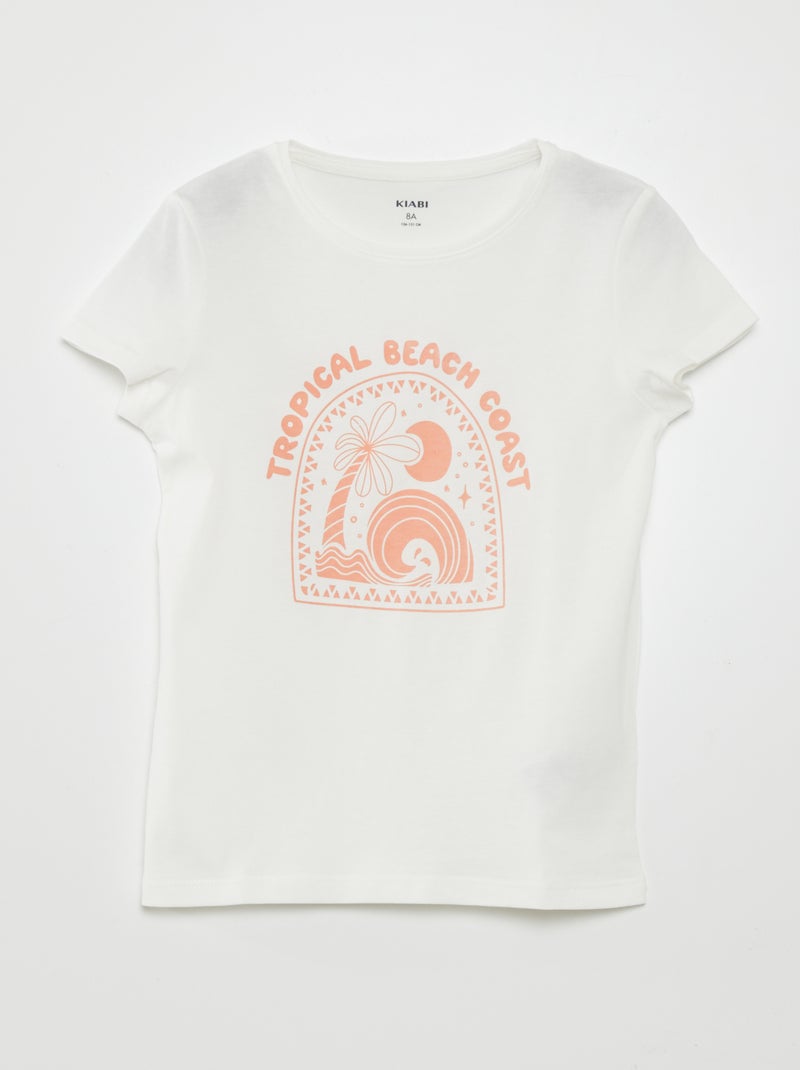 T-shirt imprimé manches courtes Blanc - Kiabi