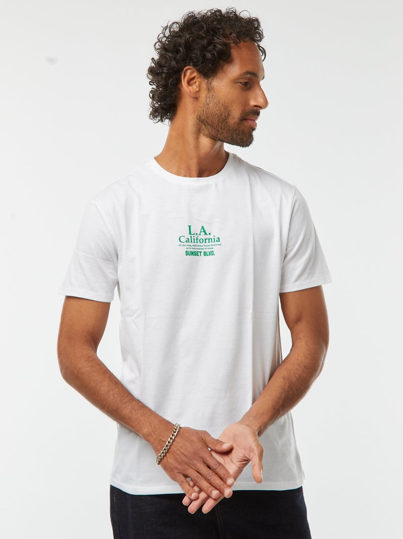 T-shirt imprimé manches courtes Blanc - Kiabi