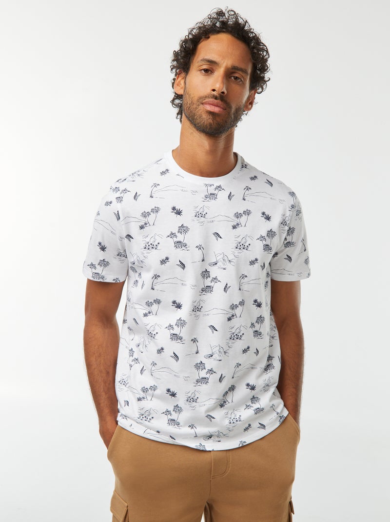 T-shirt imprimé manches courtes Blanc - Kiabi