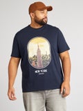 T-shirt imprimé manches courtes Bleu marine - Kiabi