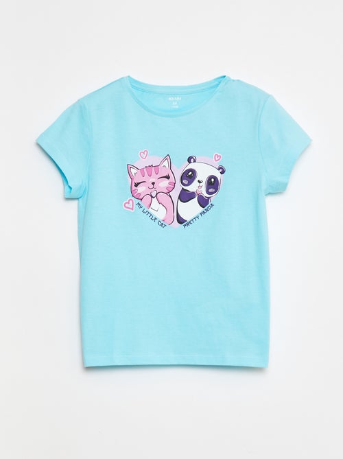 T-shirt imprimé manches courtes et col rond - Kiabi