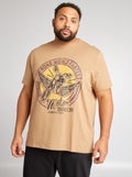 T-shirt imprimé manches courtes Marron - Kiabi
