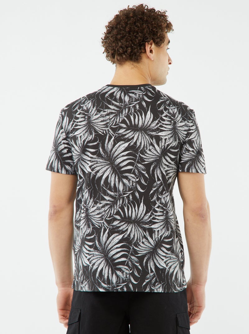 T-shirt imprimé manches courtes Noir/blanc - Kiabi