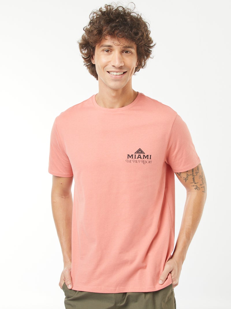 T-shirt imprimé manches courtes Orange - Kiabi