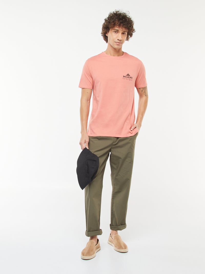 T-shirt imprimé manches courtes Orange - Kiabi