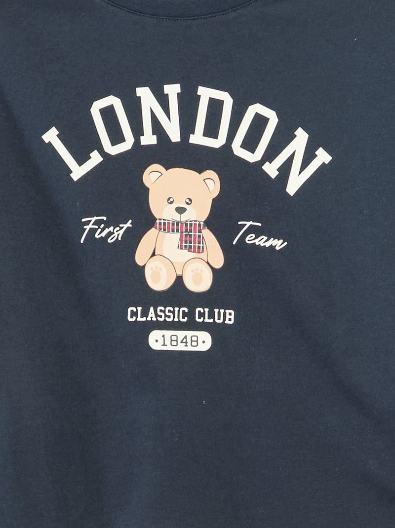 T-shirt imprimé manches longues Bleu - Kiabi
