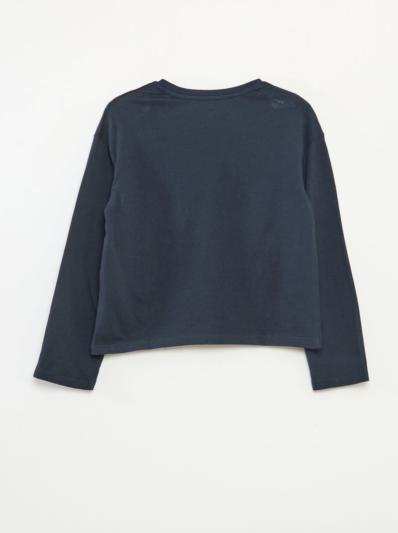 T-shirt imprimé manches longues Bleu - Kiabi