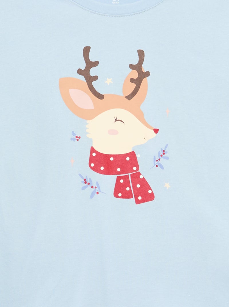 T-shirt imprimé manches longues Bleu - Kiabi
