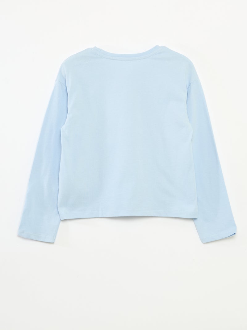 T-shirt imprimé manches longues Bleu - Kiabi
