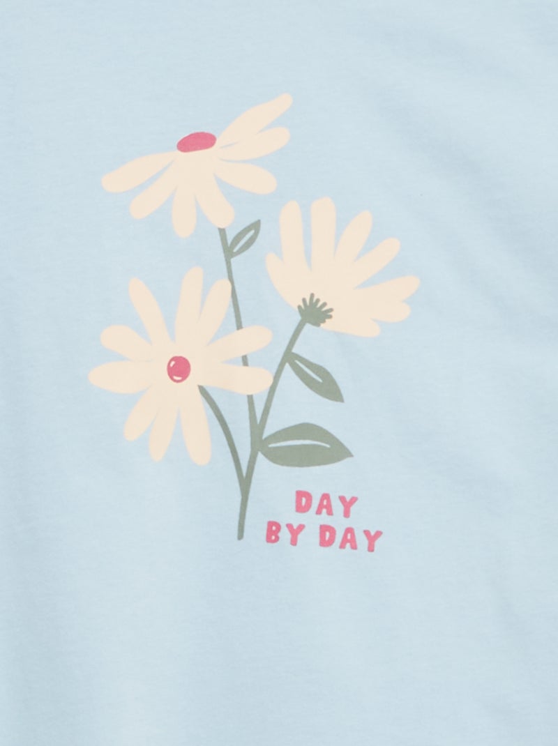 T-shirt imprimé manches longues Bleu - Kiabi