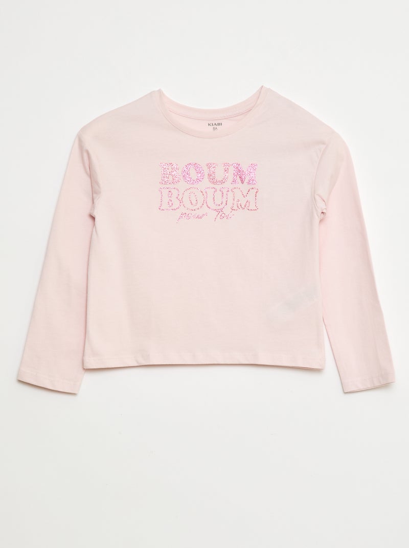 T-shirt imprimé manches longues Rose - Kiabi