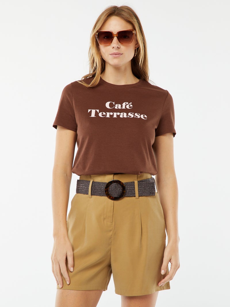 T-shirt imprimé Marron - Kiabi