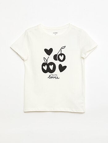 T-shirt imprimé message à manches courtes