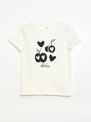 T-shirt imprimé message à manches courtes